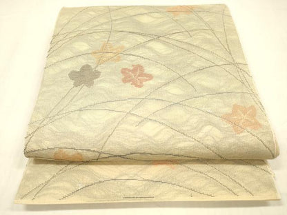 平和屋着物＊夏物 全通柄 本袋帯 草葉文 金銀糸 正絹 逸品 DABC8298cm