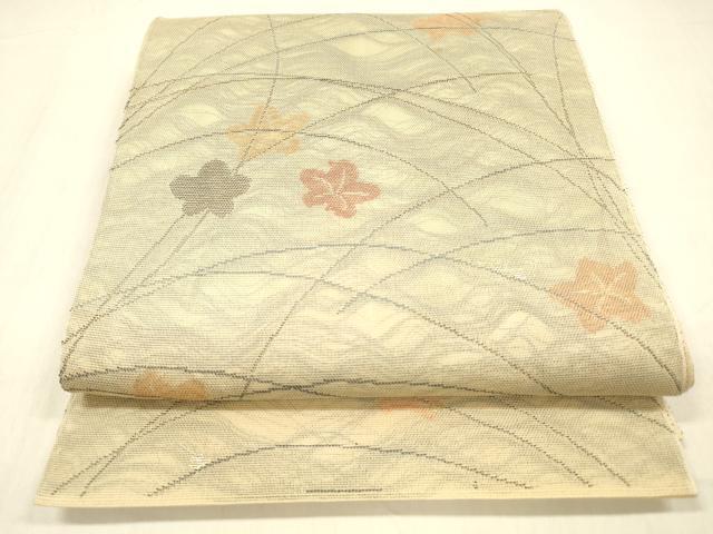 平和屋着物＊夏物 全通柄 本袋帯 草葉文 金銀糸 正絹 逸品 DABC8298cm