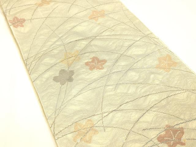 平和屋着物＊夏物 全通柄 本袋帯 草葉文 金銀糸 正絹 逸品 DABC8298cm