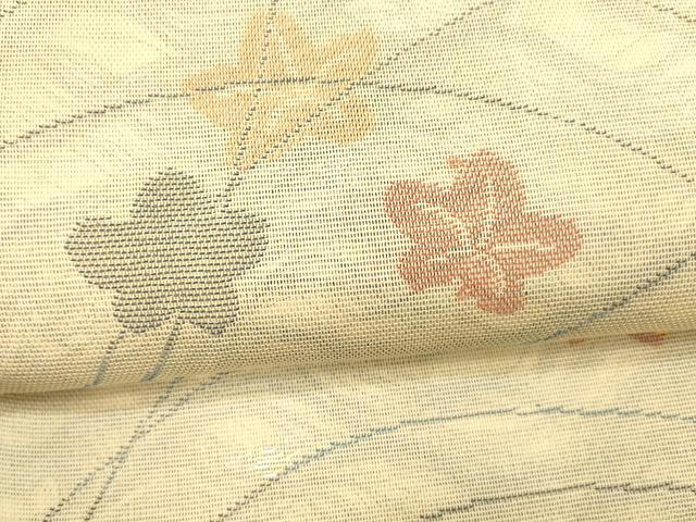 平和屋着物＊夏物 全通柄 本袋帯 草葉文 金銀糸 正絹 逸品 DABC8298cm