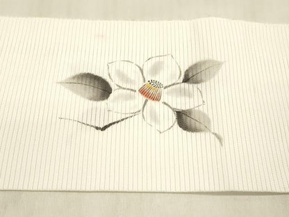 平和屋着物＊夏物 八寸名古屋帯 作家物 手描き 枝花文 DABC8300cm