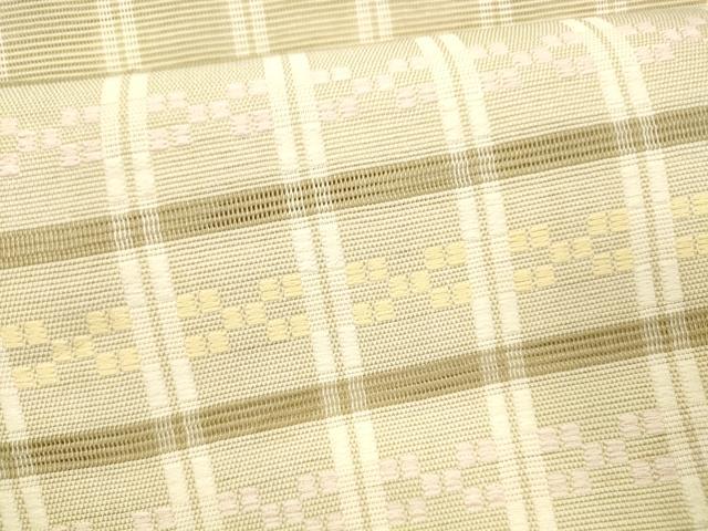平和屋着物＊夏物 八寸名古屋帯 花織 格子抽象文 正絹 逸品 DABC8302cm