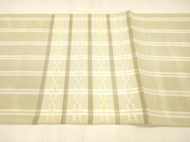 平和屋着物＊夏物 八寸名古屋帯 花織 格子抽象文 正絹 逸品 DABC8302cm