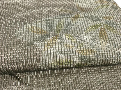 平和屋着物＊夏物 太鼓柄袋帯 草葉文 黒地 銀糸 正絹 逸品 DABC8303cm