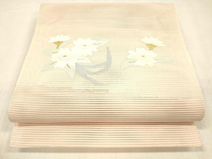 平和屋着物＊夏物 絽綴れ 八寸名古屋帯 草花文 金銀糸 正絹 逸品 DABC8304cm