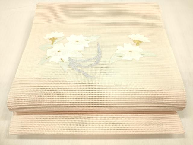 平和屋着物＊夏物 絽綴れ 八寸名古屋帯 草花文 金銀糸 正絹 逸品 DABC8304cm