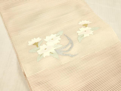 平和屋着物＊夏物 絽綴れ 八寸名古屋帯 草花文 金銀糸 正絹 逸品 DABC8304cm