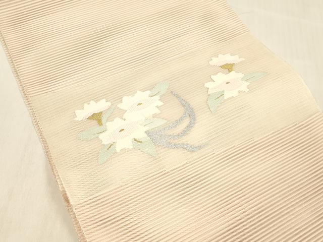 平和屋着物＊夏物 絽綴れ 八寸名古屋帯 草花文 金銀糸 正絹 逸品 DABC8304cm