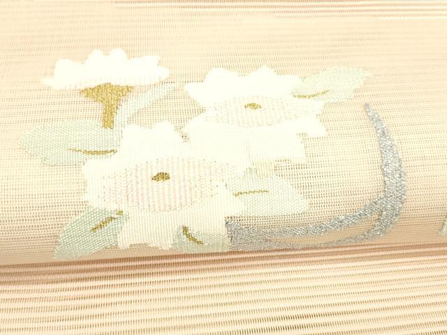 平和屋着物＊夏物 絽綴れ 八寸名古屋帯 草花文 金銀糸 正絹 逸品 DABC8304cm