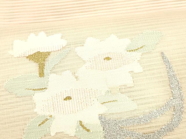平和屋着物＊夏物 絽綴れ 八寸名古屋帯 草花文 金銀糸 正絹 逸品 DABC8304cm
