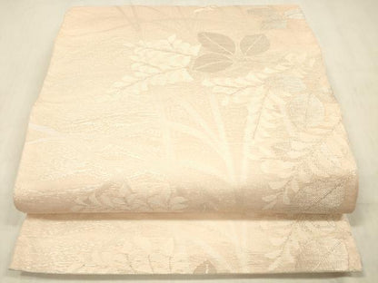 平和屋着物＊夏物 六通柄 本袋帯 草葉文 銀糸 正絹 逸品 DABC8308cm
