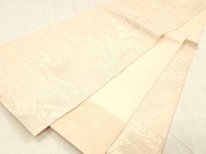 平和屋着物＊夏物 六通柄 本袋帯 草葉文 銀糸 正絹 逸品 DABC8308cm