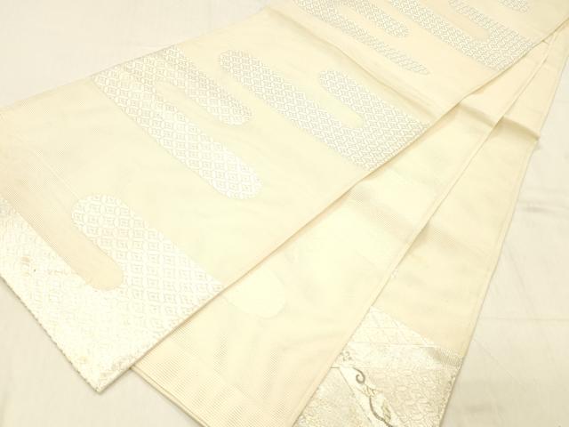 平和屋着物＊夏物 太鼓柄袋帯 唐織 駒刺繍 草花文 銀糸 正絹 逸品 DABC8309cm