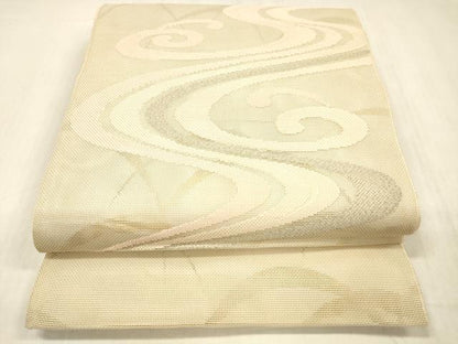 平和屋着物＊夏物 太鼓柄 本袋帯 流水芝文 銀糸 正絹 逸品 DABC8317cm