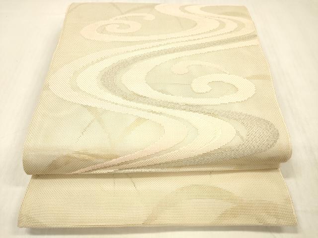 平和屋着物＊夏物 太鼓柄 本袋帯 流水芝文 銀糸 正絹 逸品 DABC8317cm