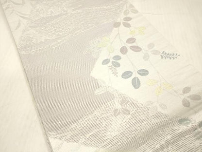 平和屋着物＊夏物 六通柄袋帯 枝葉文 金銀糸 正絹 逸品 DABC8320cm