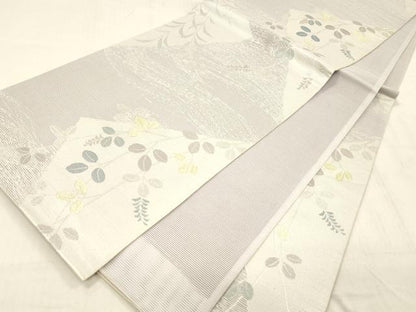 平和屋着物＊夏物 六通柄袋帯 枝葉文 金銀糸 正絹 逸品 DABC8320cm