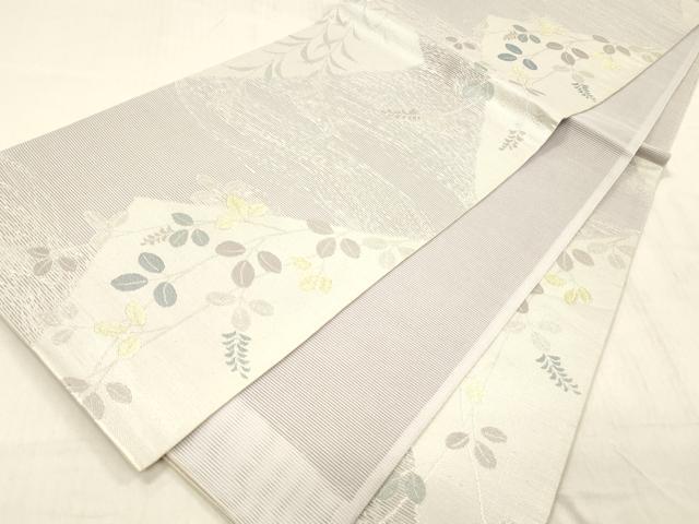 平和屋着物＊夏物 六通柄袋帯 枝葉文 金銀糸 正絹 逸品 DABC8320cm