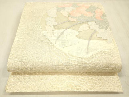 平和屋着物＊夏物 太鼓柄袋帯 草花文 正絹 逸品 DABC8322cm