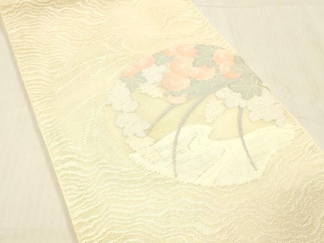 平和屋着物＊夏物 太鼓柄袋帯 草花文 正絹 逸品 DABC8322cm