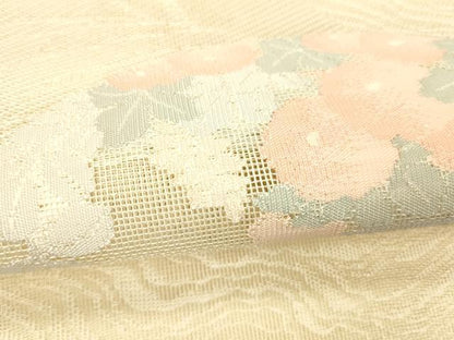平和屋着物＊夏物 太鼓柄袋帯 草花文 正絹 逸品 DABC8322cm