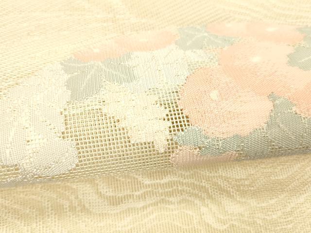 平和屋着物＊夏物 太鼓柄袋帯 草花文 正絹 逸品 DABC8322cm