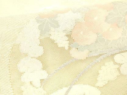 平和屋着物＊夏物 太鼓柄袋帯 草花文 正絹 逸品 DABC8322cm