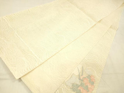 平和屋着物＊夏物 太鼓柄袋帯 草花文 正絹 逸品 DABC8322cm