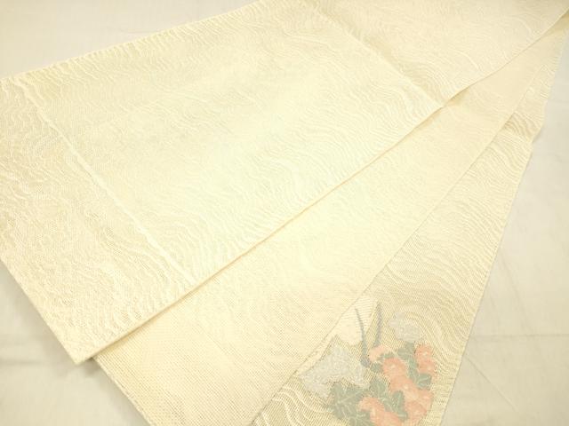 平和屋着物＊夏物 太鼓柄袋帯 草花文 正絹 逸品 DABC8322cm