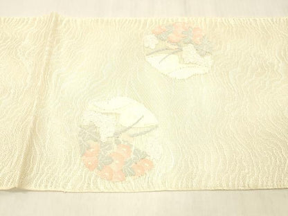 平和屋着物＊夏物 太鼓柄袋帯 草花文 正絹 逸品 DABC8322cm
