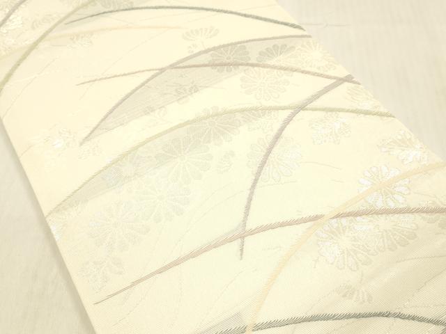 平和屋着物＊夏物 六通柄袋帯 草花文 銀糸 正絹 逸品 DABC8323cm