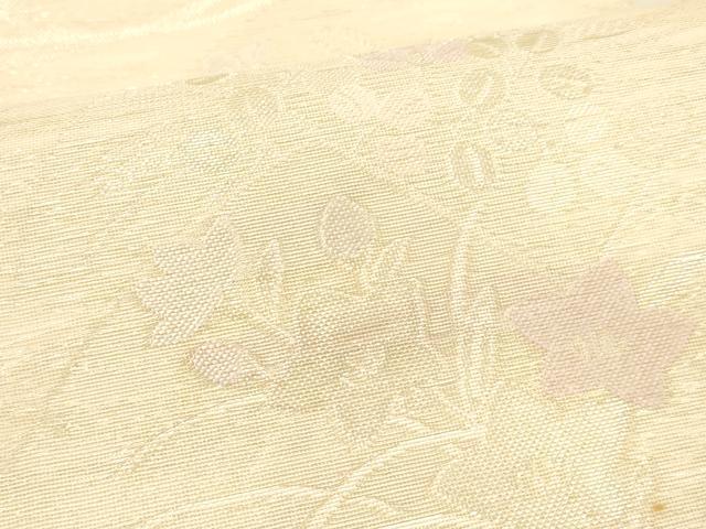 平和屋着物＊夏物 六通柄袋帯 流水扇面花文 銀糸 正絹 逸品 DABC8326cm