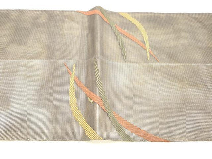 平和屋着物＊夏物 太鼓柄 本袋帯 草葉文 金銀糸 正絹 逸品 DABC8327cm