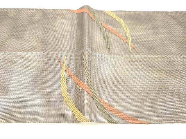 平和屋着物＊夏物 太鼓柄 本袋帯 草葉文 金銀糸 正絹 逸品 DABC8327cm