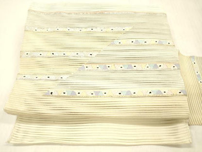 平和屋着物＊夏物 絽綴れ 八寸名古屋帯 横段文 金銀糸 正絹 逸品 DABC8335cm