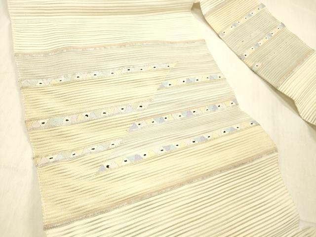 平和屋着物＊夏物 絽綴れ 八寸名古屋帯 横段文 金銀糸 正絹 逸品 DABC8335cm
