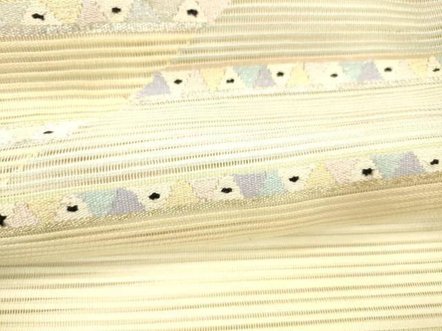 平和屋着物＊夏物 絽綴れ 八寸名古屋帯 横段文 金銀糸 正絹 逸品 DABC8335cm