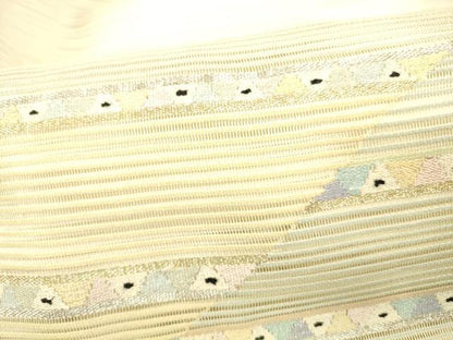 平和屋着物＊夏物 絽綴れ 八寸名古屋帯 横段文 金銀糸 正絹 逸品 DABC8335cm