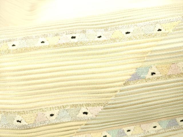 平和屋着物＊夏物 絽綴れ 八寸名古屋帯 横段文 金銀糸 正絹 逸品 DABC8335cm