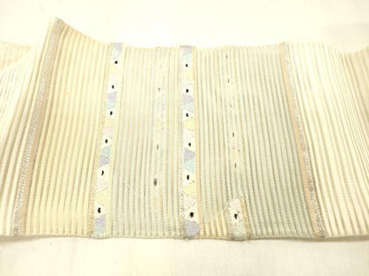 平和屋着物＊夏物 絽綴れ 八寸名古屋帯 横段文 金銀糸 正絹 逸品 DABC8335cm