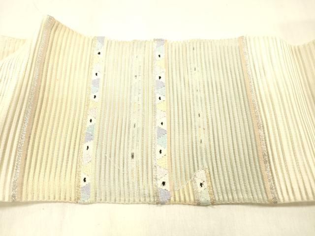 平和屋着物＊夏物 絽綴れ 八寸名古屋帯 横段文 金銀糸 正絹 逸品 DABC8335cm