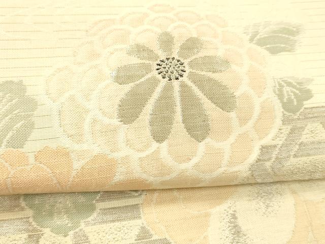 平和屋着物＊夏物 アンティーク 大正ロマン 丸帯 草花文 銀糸 正絹 逸品 DABC8336cm
