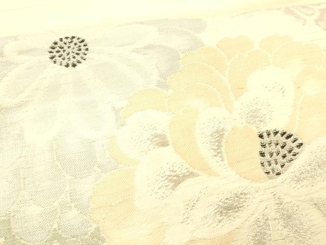 平和屋着物＊夏物 アンティーク 大正ロマン 丸帯 草花文 銀糸 正絹 逸品 DABC8336cm
