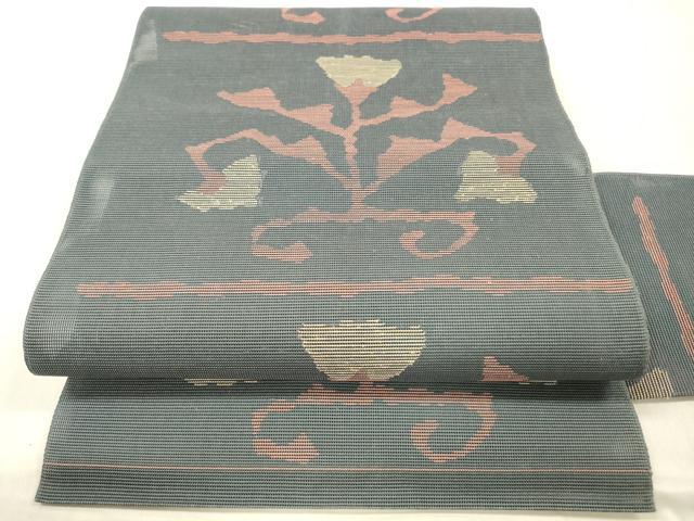 平和屋着物＊夏物 八寸名古屋帯 草花文 正絹 逸品 DABC8340cm
