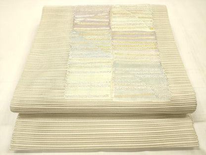 平和屋着物＊夏物 絽綴れ 八寸名古屋帯 抽象文様 金銀糸 正絹 逸品 DABC8341cm