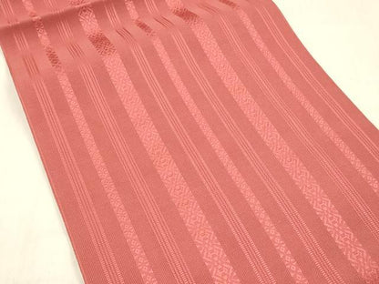 平和屋着物＊夏物 本場筑前博多織 八寸名古屋帯 紗献上 今様色 正絹 逸品 DABC8342cm