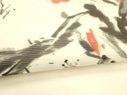 平和屋着物＊夏物 九寸名古屋帯 絽縮緬 作家物 手描き 草花文 正絹 逸品 DABC8344cm