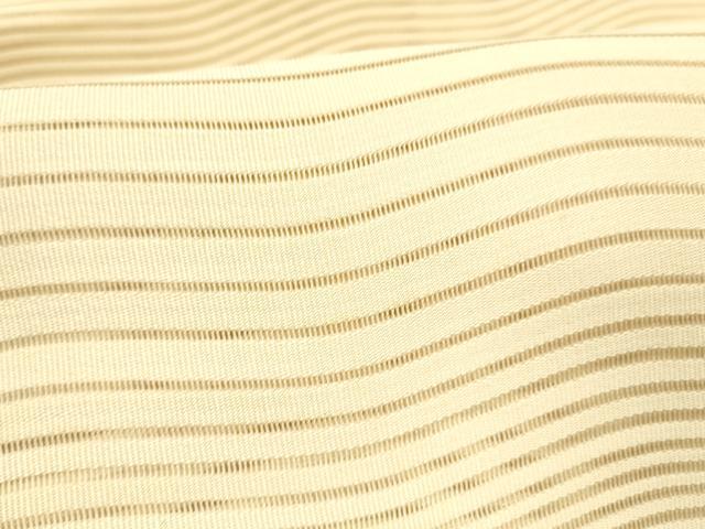 平和屋着物＊夏物 絽綴れ 八寸名古屋帯 よろけ縞 肌色 正絹 逸品 DABC8347cm