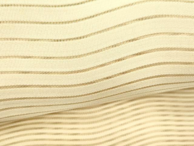 平和屋着物＊夏物 絽綴れ 八寸名古屋帯 よろけ縞 肌色 正絹 逸品 DABC8347cm