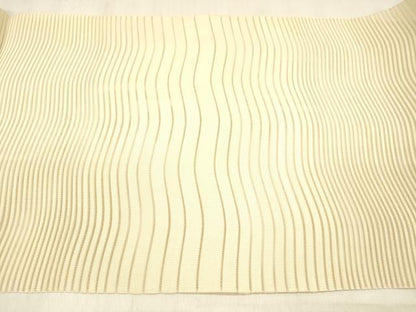 平和屋着物＊夏物 絽綴れ 八寸名古屋帯 よろけ縞 肌色 正絹 逸品 DABC8347cm